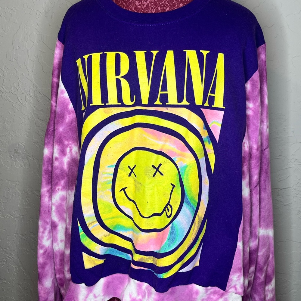 Upcycled Nirvana Tie-Dye Sweatshirt